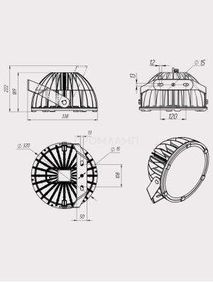 Размеры светильника Ex-FHB 04-230-50-F15